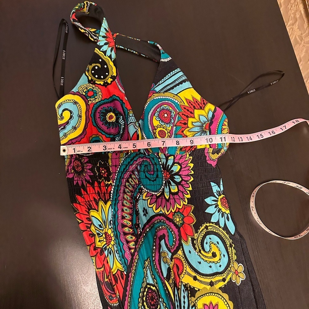 Paisley Halter Maxi Dress Colorful Floral Print Sleeveless Long Dress - Picture 6 of 16